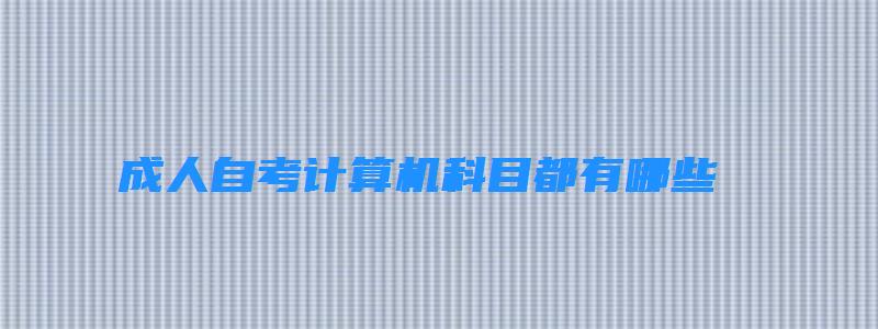 成人自考計算機科目都有哪些